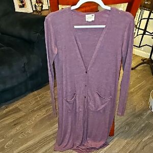 L.A. Hearts Womens Purple Long ribbed Cardigan. Pockets sz Medium